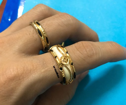 nhẫn lông voi kim tiền vàng đeo ngón trỏ